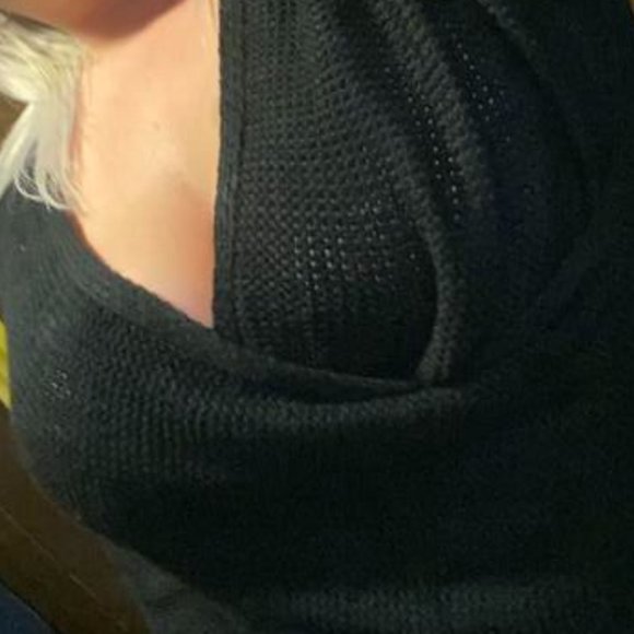 BOHO Off Shoulder Surplice Knit Sweater Black - Picture 7 of 7